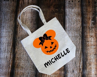 Trick or Treat sac, sac d’Halloween personnalisé, bonbons, Halloween, astuce ou traiter, Disney, Mickey Mouse, Minnie Mouse, citrouille