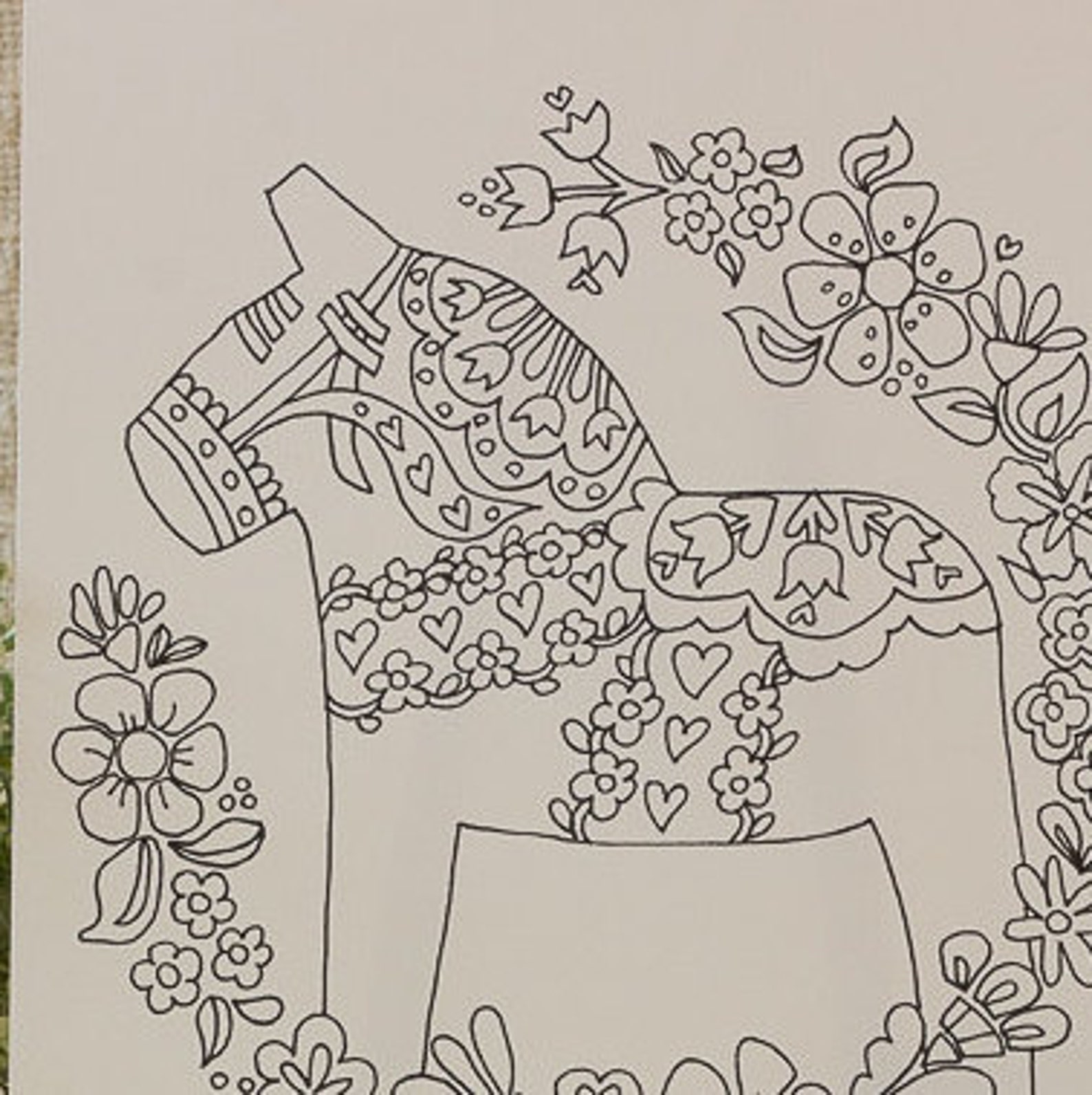 Dala Horse coloring page | Etsy