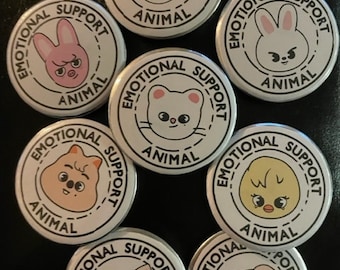 Skzoo Emotional Support Animal Button Pin