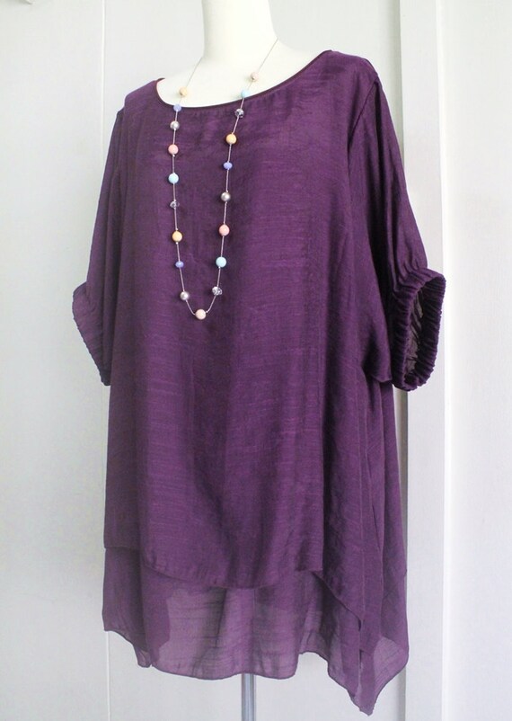 Plus Size US 2X 3X 4X 5X Purple 2 Layers Cotton Top Women | Etsy