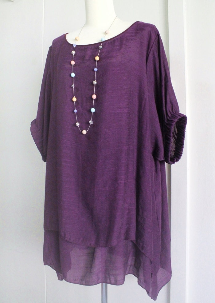 Plus Size US 2X 3X 4X 5X Purple 2 Layers Cotton Top Women Etsy