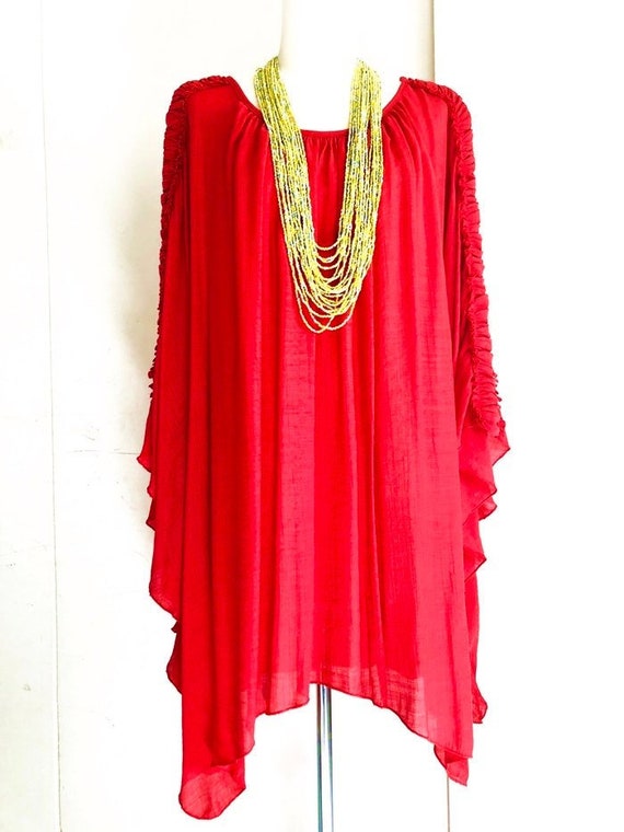 red evening tops plus size