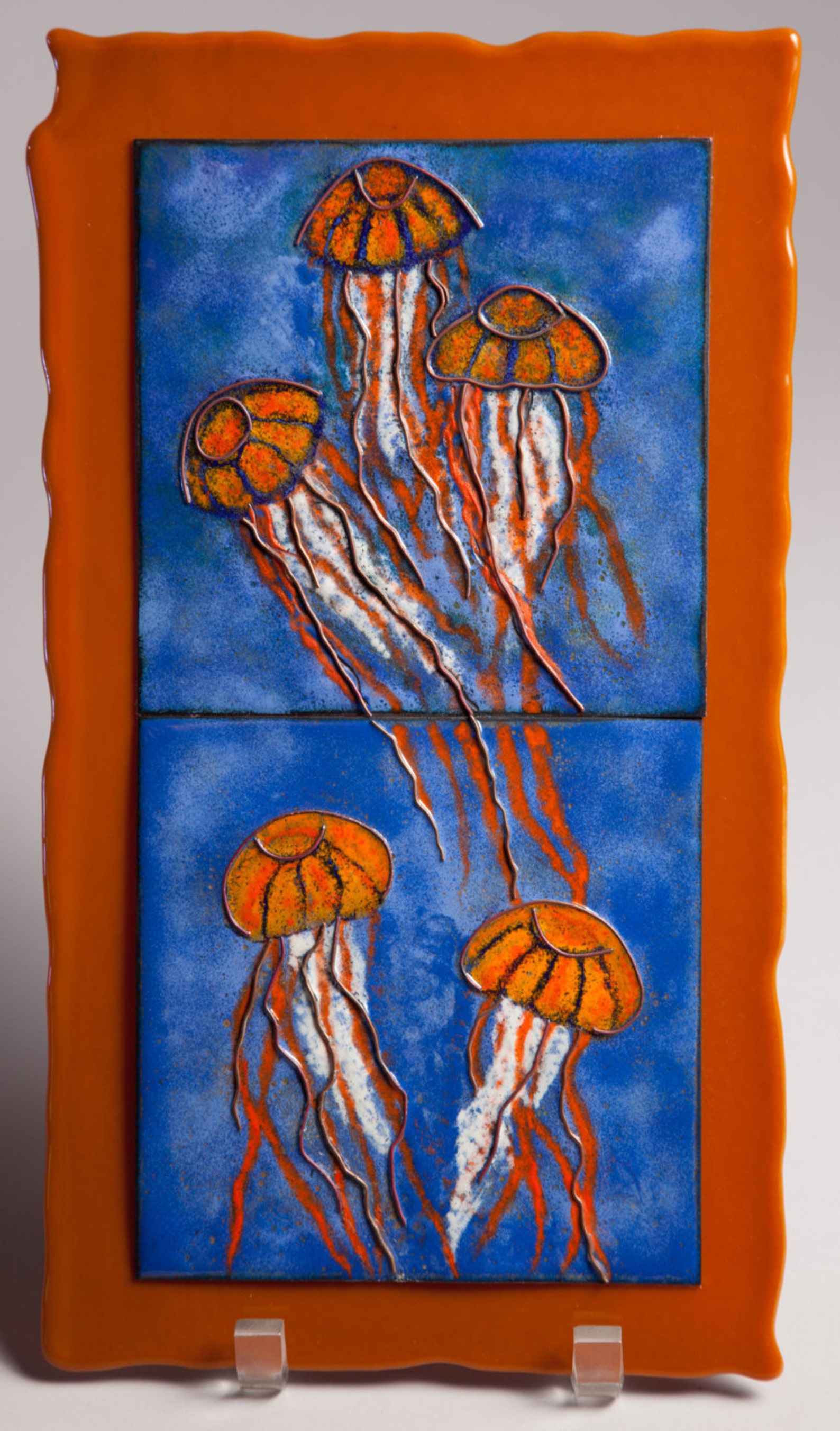 Fused Glass and Copper Enamel Wall Art Panel Floating Etsy