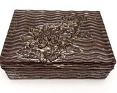 Antique Japanese Art Deco Style Repousse Box, Cedar Lined, Trinket Box, Jewellery Box, Gift Box, Keepsake Box