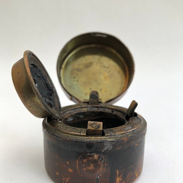 Antique Travelling Inkwell, Shabby Chic Ink Pot, Victorian