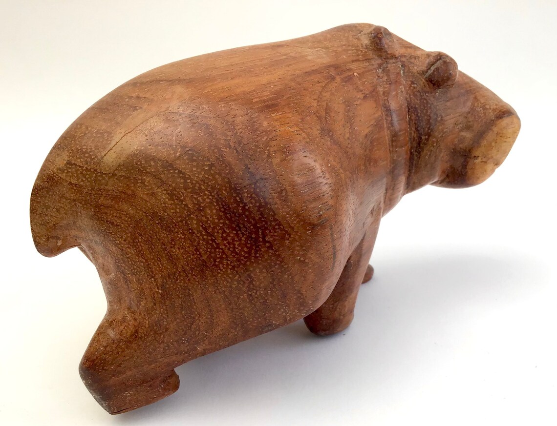House Hippo. Hand Carved Wooden Hippopotamus Figurine Etsy