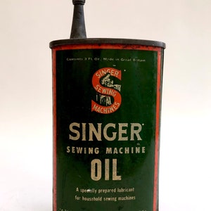 Vintage Singer Sewing Machine Oil Can 1960s 30 Cent Price Half Full and  Good Condition 