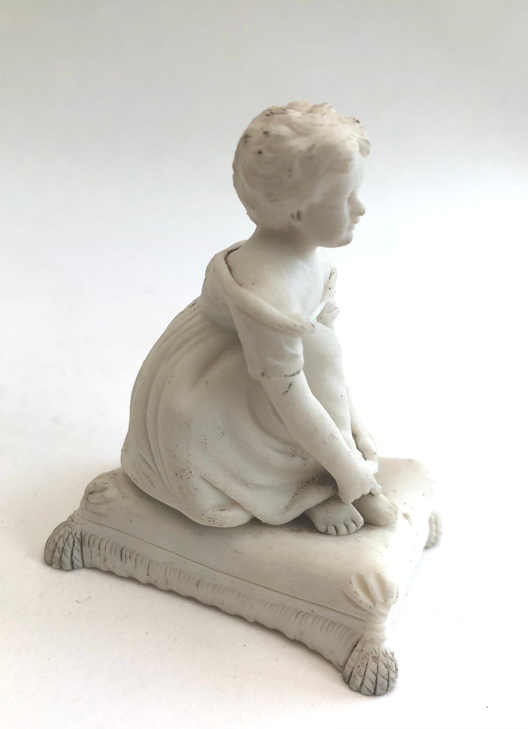 Charming Parian Bisque Fired Porcelain Figure of a Girl, Antique