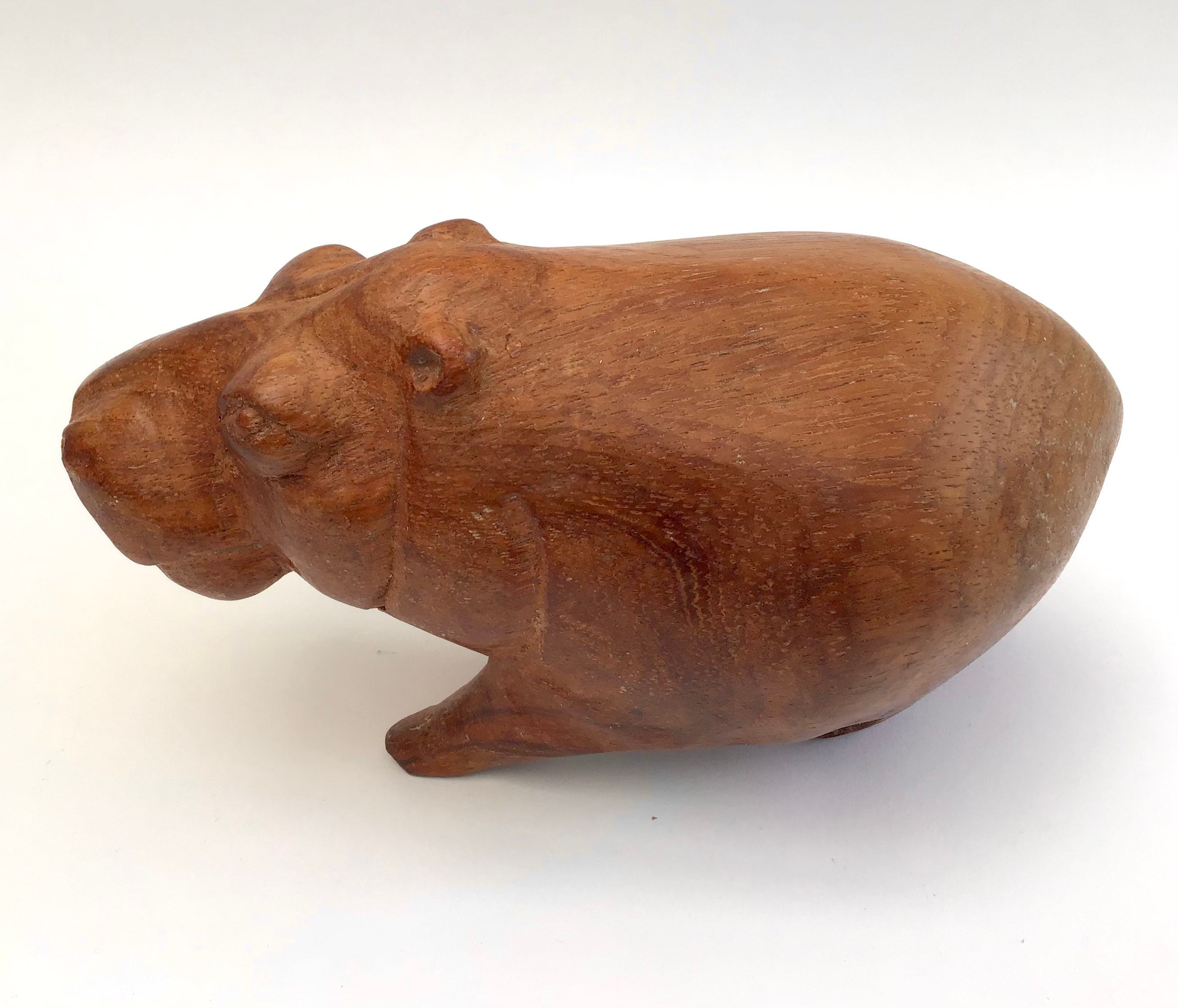 House Hippo. Hand Carved Wooden Hippopotamus Figurine Etsy