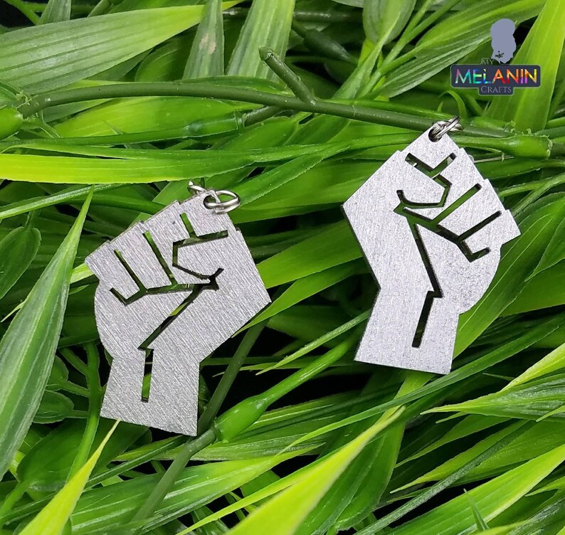 4 colors Black Power Fist Hand-Painted Wooden Earrings