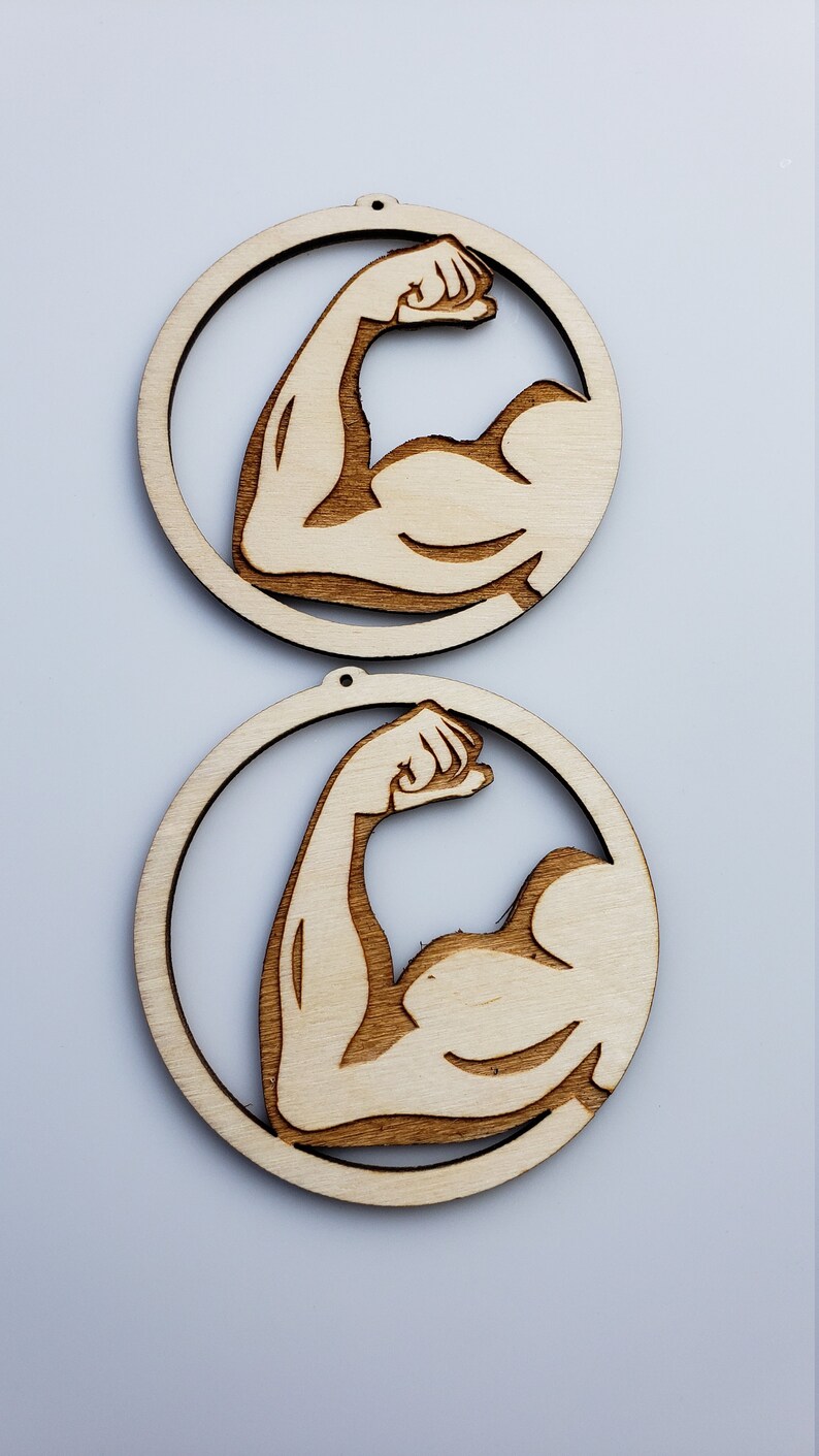 Unfinished Wooden Earrings Muscle Flex