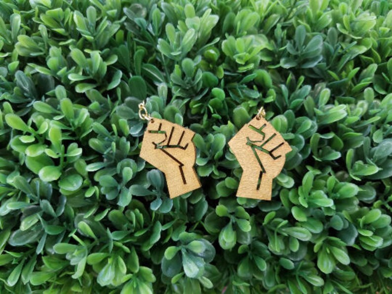4 colors Black Power Fist Hand-Painted Wooden Earrings