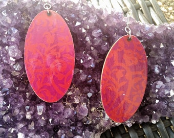 Magenta- Handmade Wooden Earrings