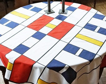 BAUHAUS TABLECLOTH organic cotton, de Stijl, 30x30" 75x75cm,  58x58" 150x150cm