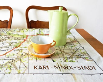 Karl-Marx-Stadt TABLECLOTH Picnic Blanket, Beach Towel, G.D.R. plan 1960s