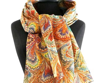 ART-DÉCO SCARVES marbling, organic-cotton silk