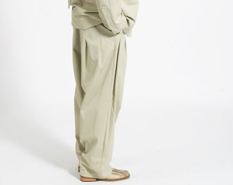 WIDE MEN PANTS with folds, high waist