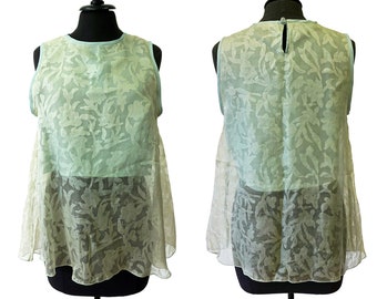 WOMEN SILK TOP with pocket, translucent green