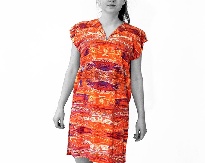 Featured listing image: ART-DÉCO DRESS Tunic with belt, marbling