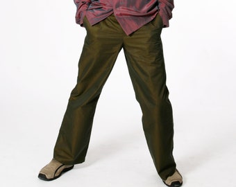 IRIDESCENT MEN TROUSERS with piping