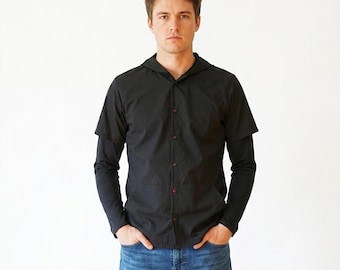 MEN HOODY SHIRT with Kangaroo pocket in white or black