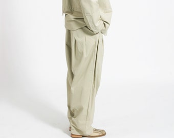 WIDE MEN PANTS with folds and high waist
