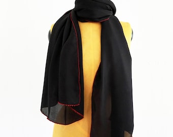 BLACK SILK SCARF customizable, with or without beads