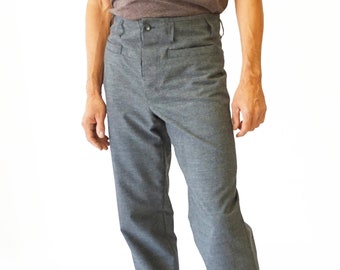MEN PANTS with cut waistband, classic button closure