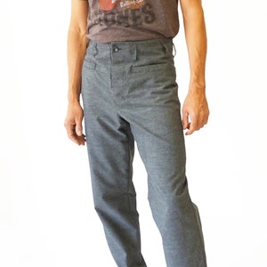 MEN PANTS with cut waistband, classic button closure