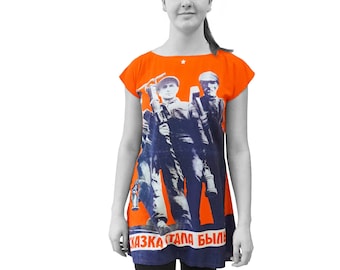 DRESS TUNIC printed with Soviet posters 1920-1940