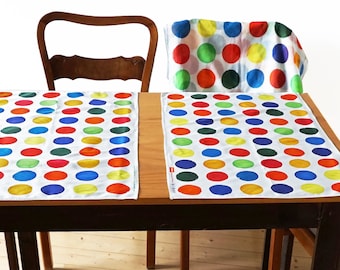 TABLE RUNNER place mat with hand painted dots, organic cotton