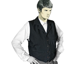 VEST with LABEL and POCKETS in different fabrics