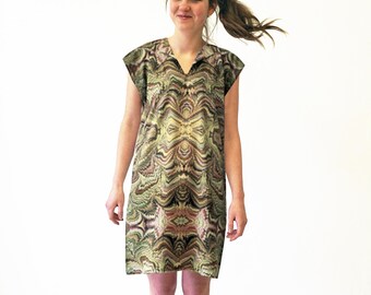 ART DÉCO DRESS tunic with belt marbling