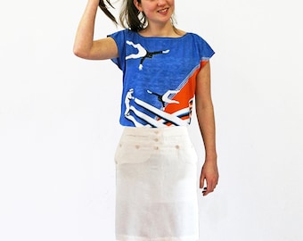 SAILOR SKIRT in cotton silk linen