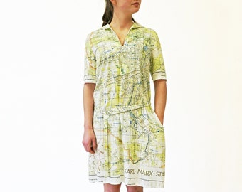 KARL-MARX-STADT dress with sailor collar, G.D.R. map 1960s