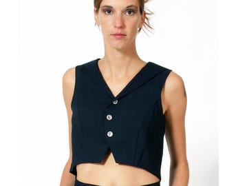 VEST with SAILOR COLLAR with Vintage-buttons 1940s, short waistcoat