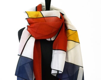 BAUHAUS SCARF of organic cotton batiste, de Stijl