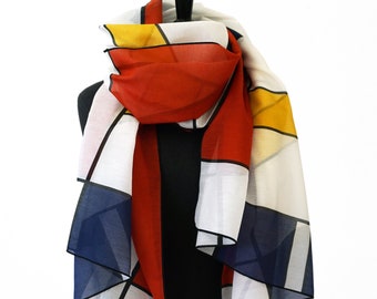 BAUHAUS SCARVES of organic cotton batiste, de Stijl