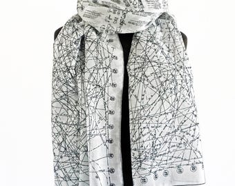 SEWING PATTERN SCARF of organic cotton batiste, fashion illustrations 1960s