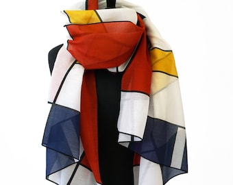 BAUHAUS SCARF of organic cotton batiste, de Stijl