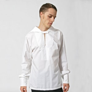 SHIRT with SAILOR COLLAR, navy shirt in white, turquoise blue and black