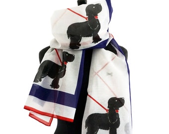 SCARVES "BLACK DOG" cotton and silk