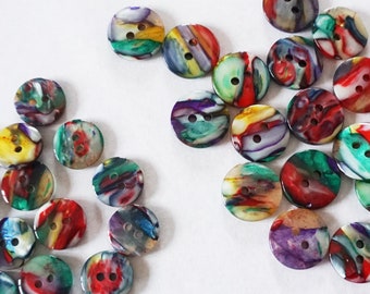 COLORFUL BLOUSES BUTTONS of the 1990s 2-hole button, 15mm/0,55 inch, shirt children's buttons, 10 pieces