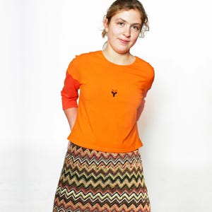 KNIT SKIRT Zig-Zag-Pattern wool multi-color, knee long