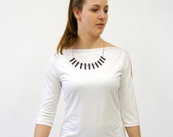 UNICAT Necklace "PIANO" with black wooden cylinder & hand-knotted ribbon, Handicrafts from the Erzgebirge