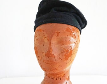 BLACK CAP made of wool, winter hat, Unique
