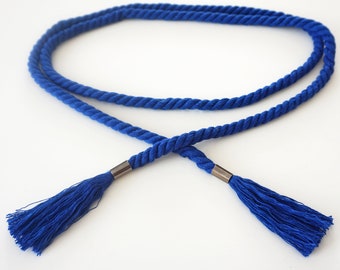 COTTON ROPE BELT with metal tubes in blue or green