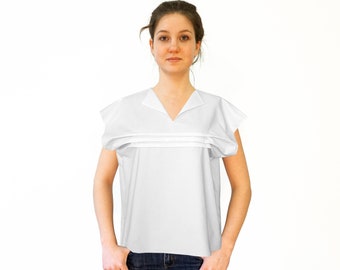 FOLDS BLOUSE in silk linen cotton