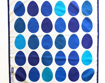 EASTER EGGS Scarf BLUE cotton silk 26x26" 66x66cm