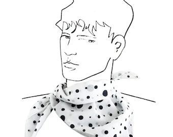 SCARF "POINT" made of organic cotton batiste, white, black, transparent